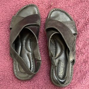 Born Black Leather Sandals size 8